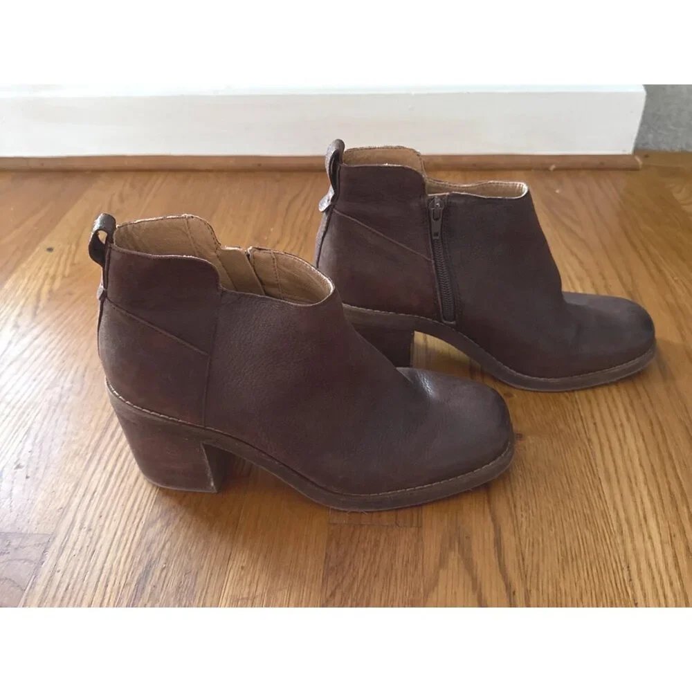 Crown Vintage Womens Ankle Boots Side Zip Brown Leather Size 9 Hashel - Picture 2 of 11